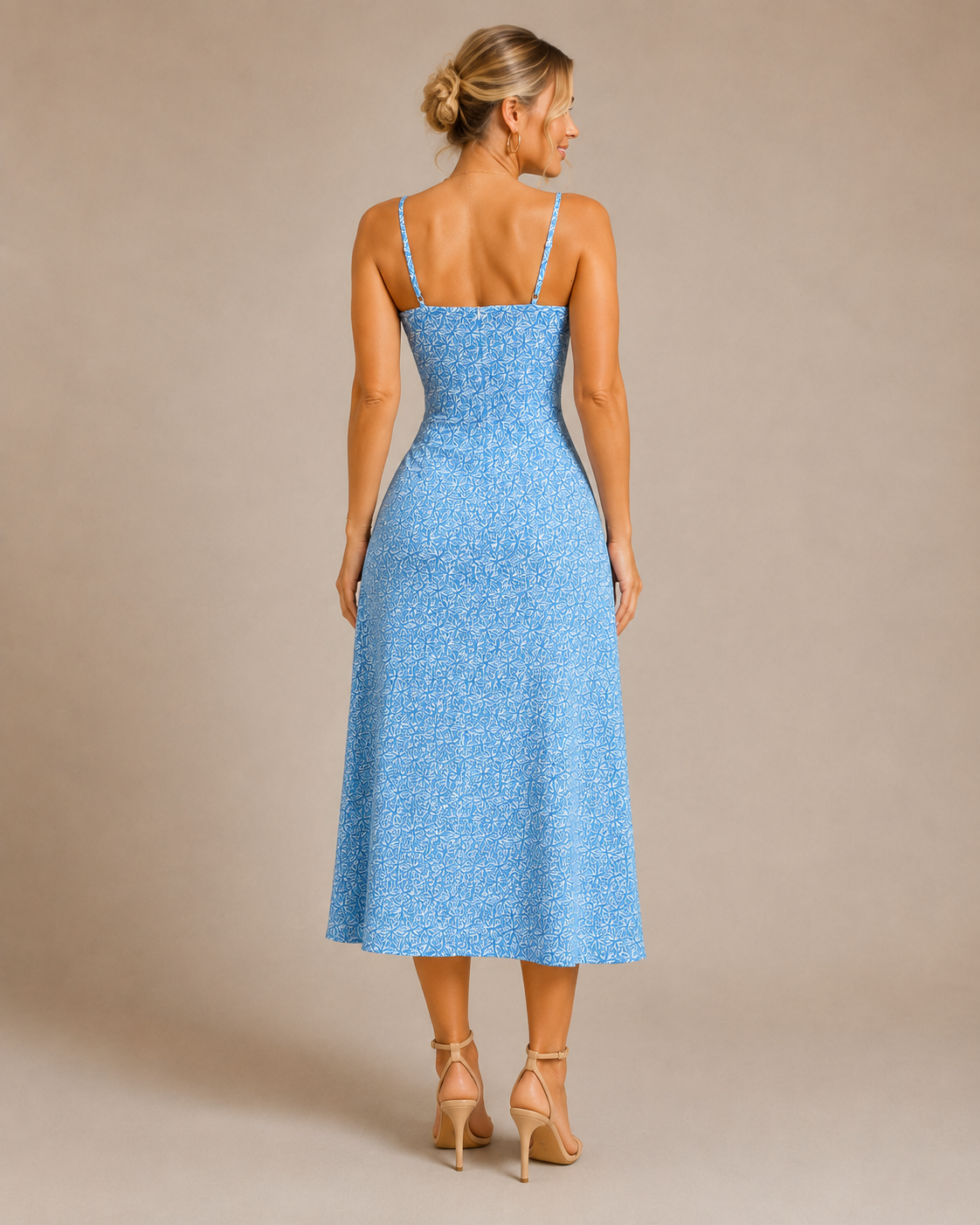Livia | Blue Printed Midi Vacation Dress