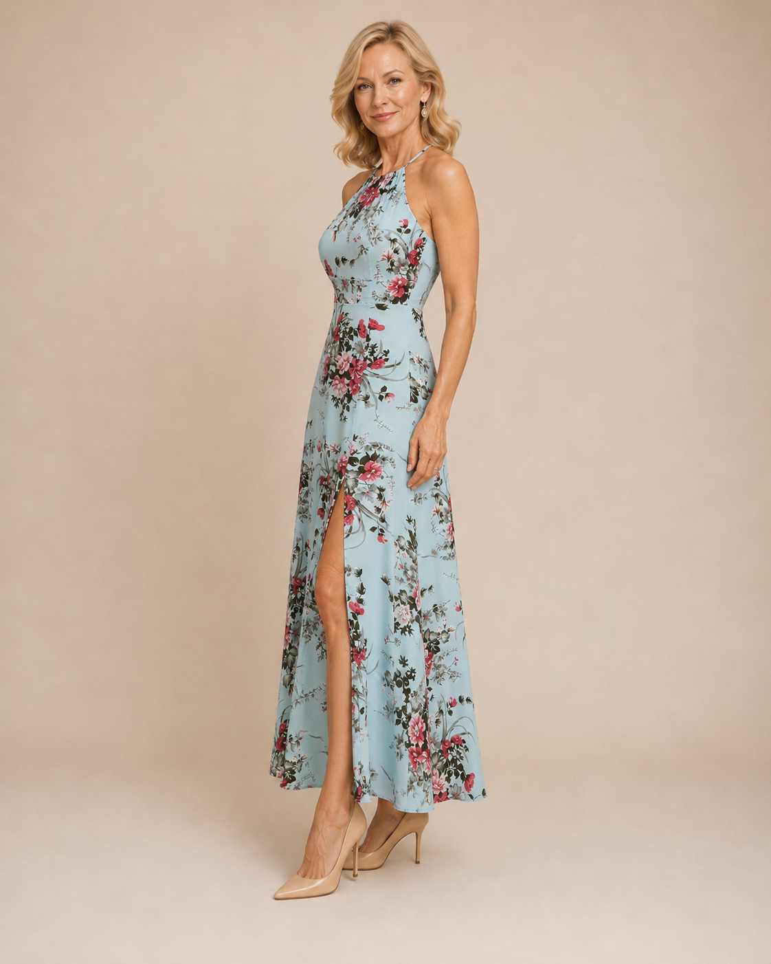 Elise | Floral Halter Maxi Dress