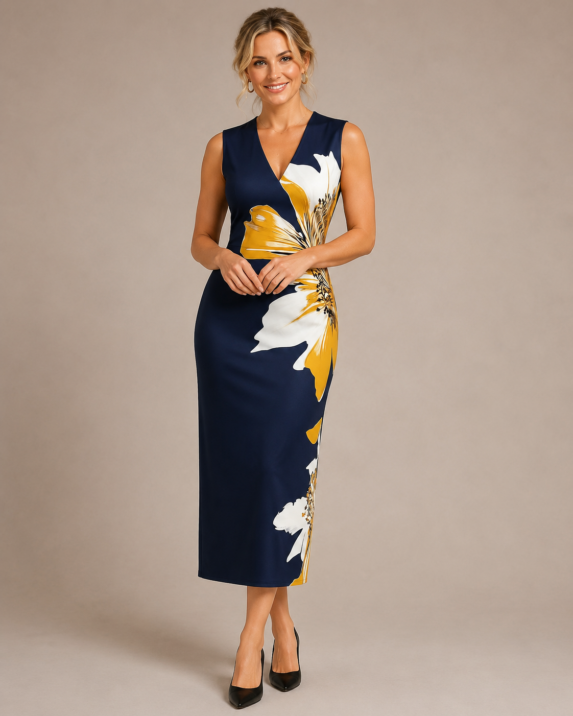 Camille | Floral V-Neck Maxi Cocktail Dress