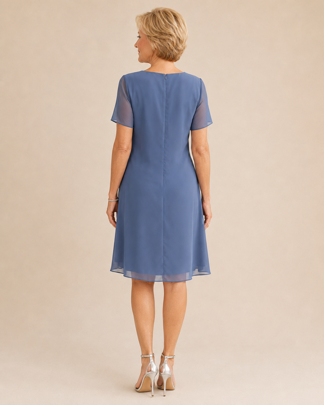 Diana | Beaded Neckline Tiered Chiffon Dress