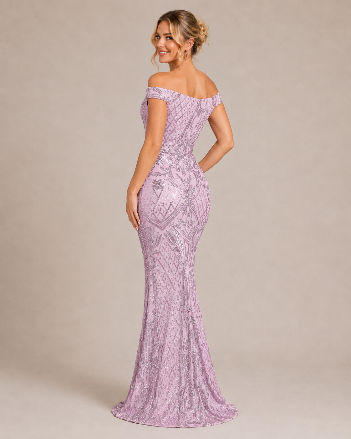 Luciana | Off-Shoulder Sequin Mermaid Wedding Guest Dress