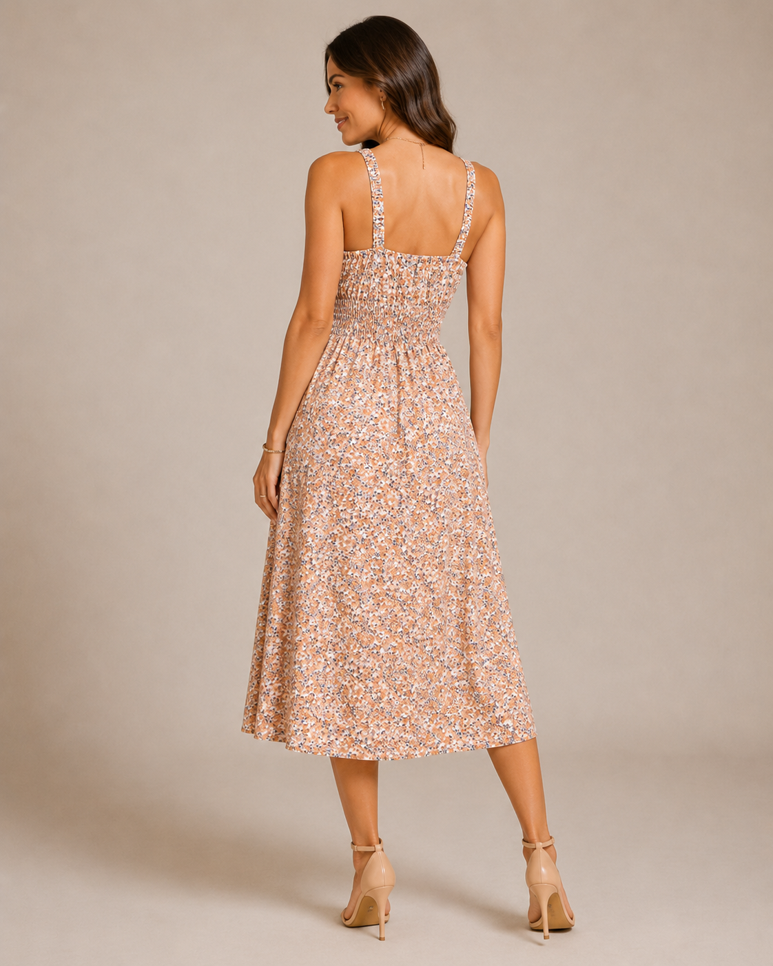 Elena | Floral V-Neck Midi Vacation Dress
