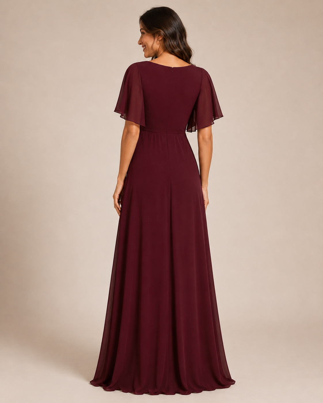 Sophia | Flutter Sleeve Maxi Wedding Guest Dress