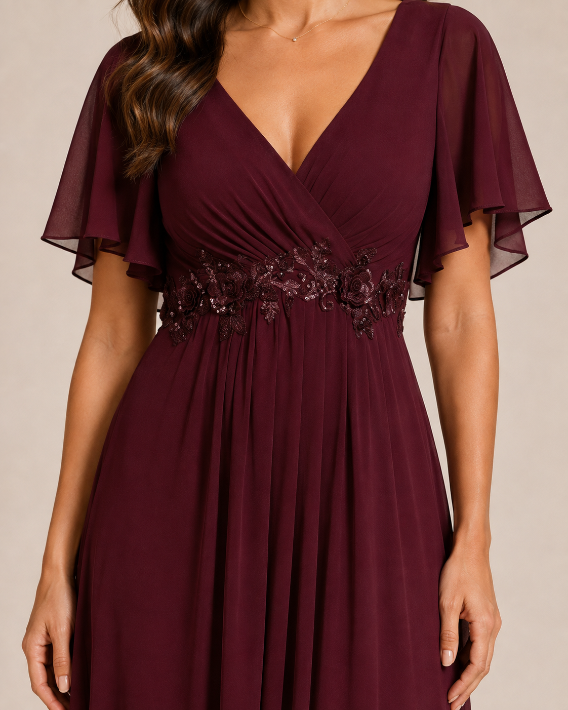 Sophia | Flutter Sleeve Maxi Wedding Guest Dress