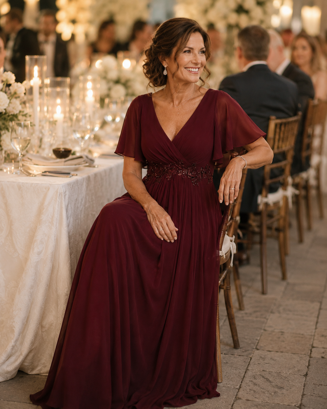 Sophia | Flutter Sleeve Maxi Wedding Guest Dress