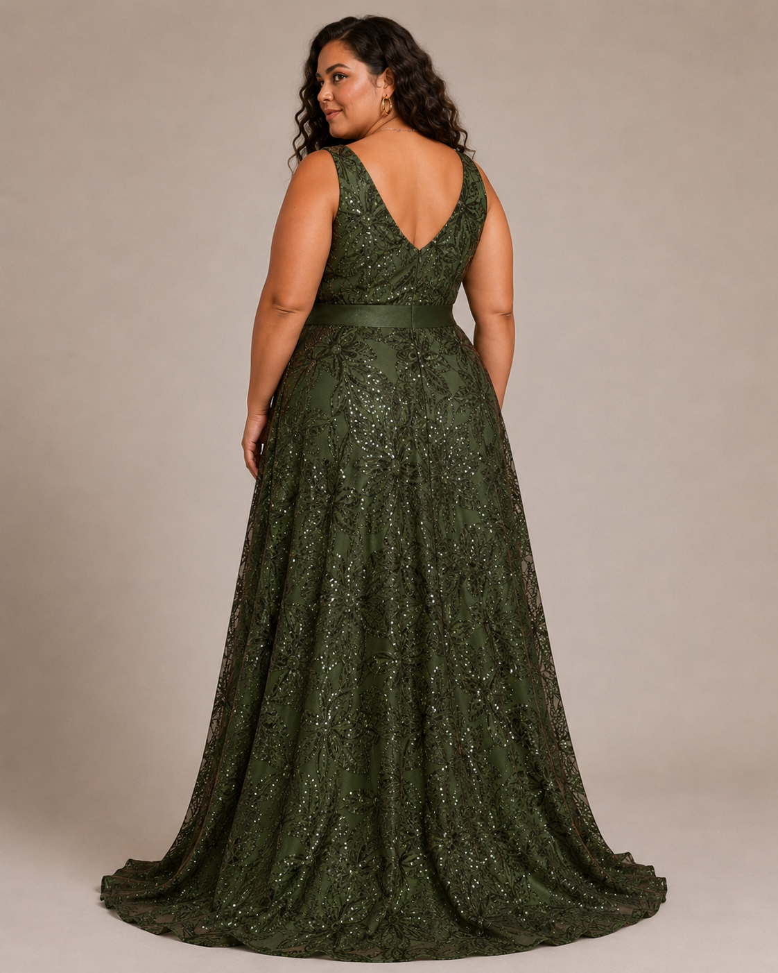 Arabella | Plus Size Sequin V-Neck Maxi Wedding Guest Dress