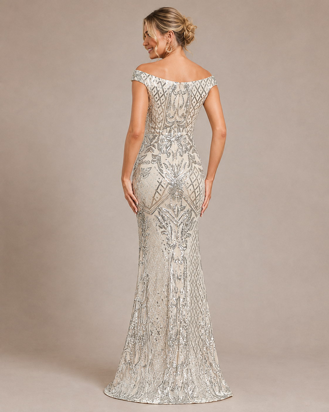 Luciana | Off-Shoulder Sequin Mermaid Wedding Guest Dress