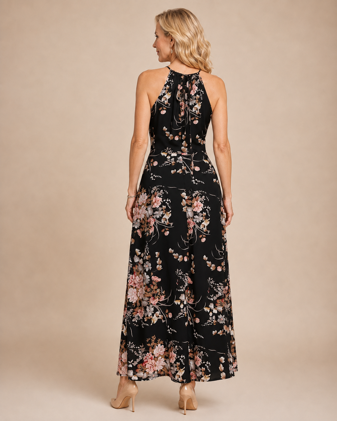 Elise | Floral Halter Maxi Dress