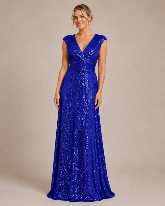 Isabella | Sequin V-Neck Maxi Wedding Guest Dress