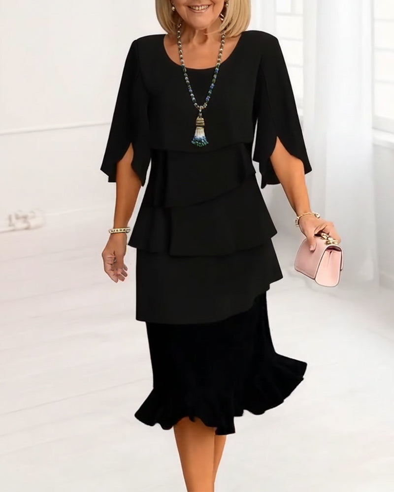 Sophie | Flutter Sleeve Tiered Midi Dress