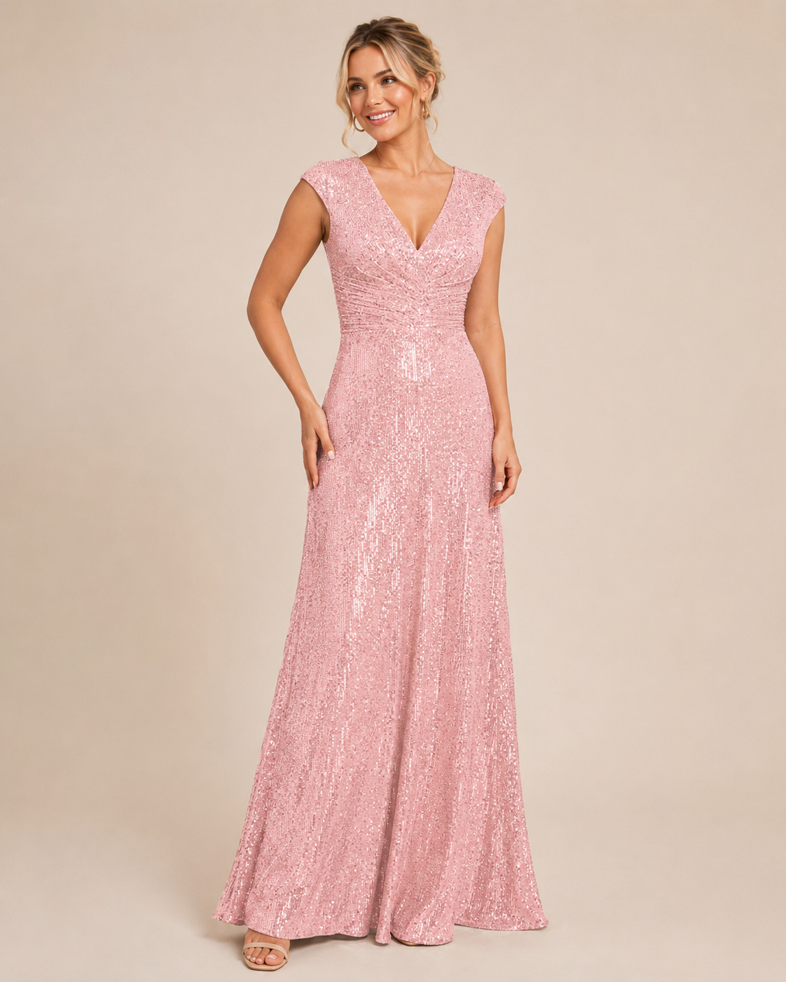 Isabella | Sequin V-Neck Maxi Wedding Guest Dress