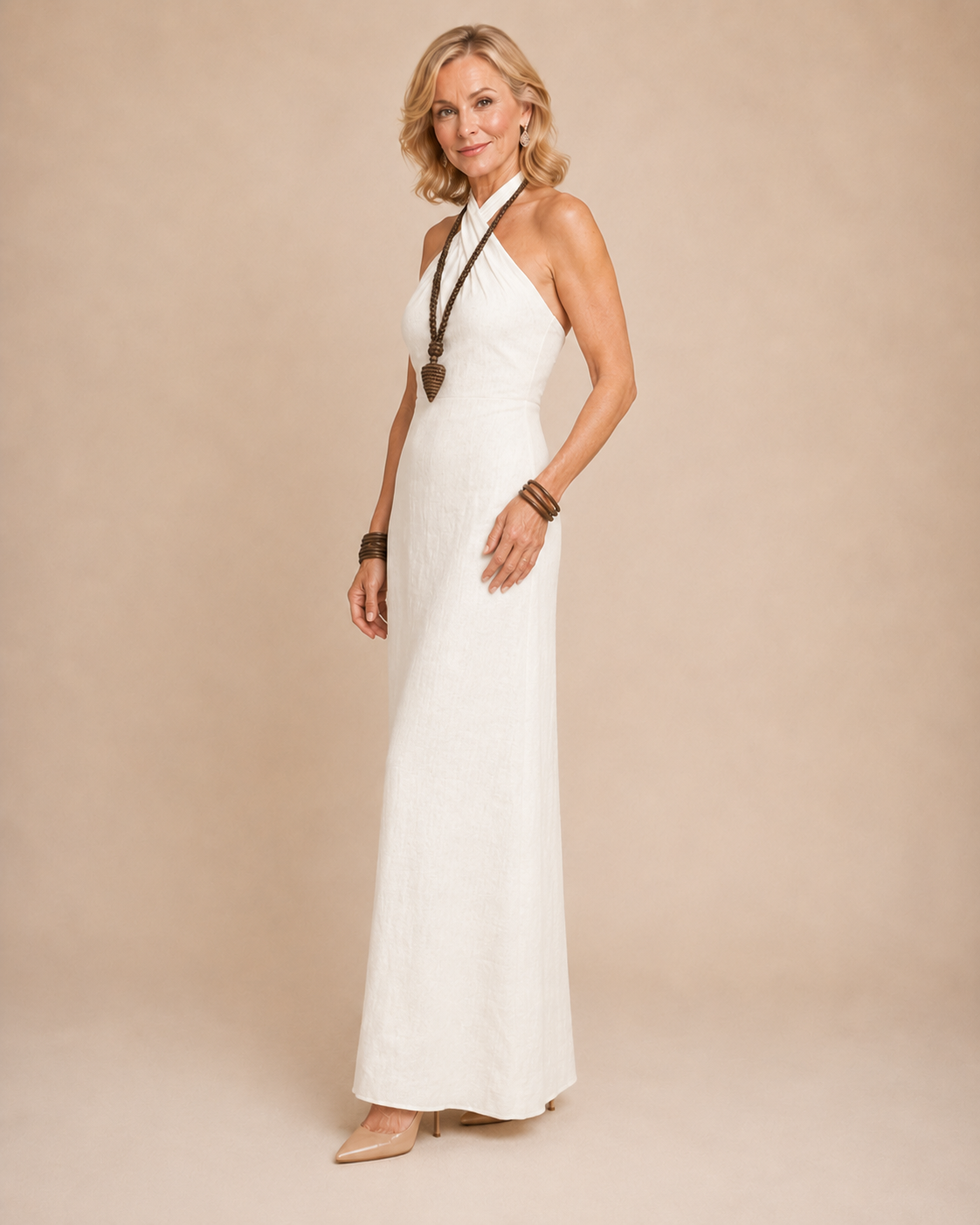 Elena | Cross Neck Halter Maxi Dress