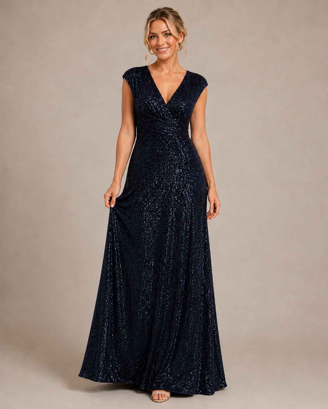 Isabella | Sequin V-Neck Maxi Wedding Guest Dress