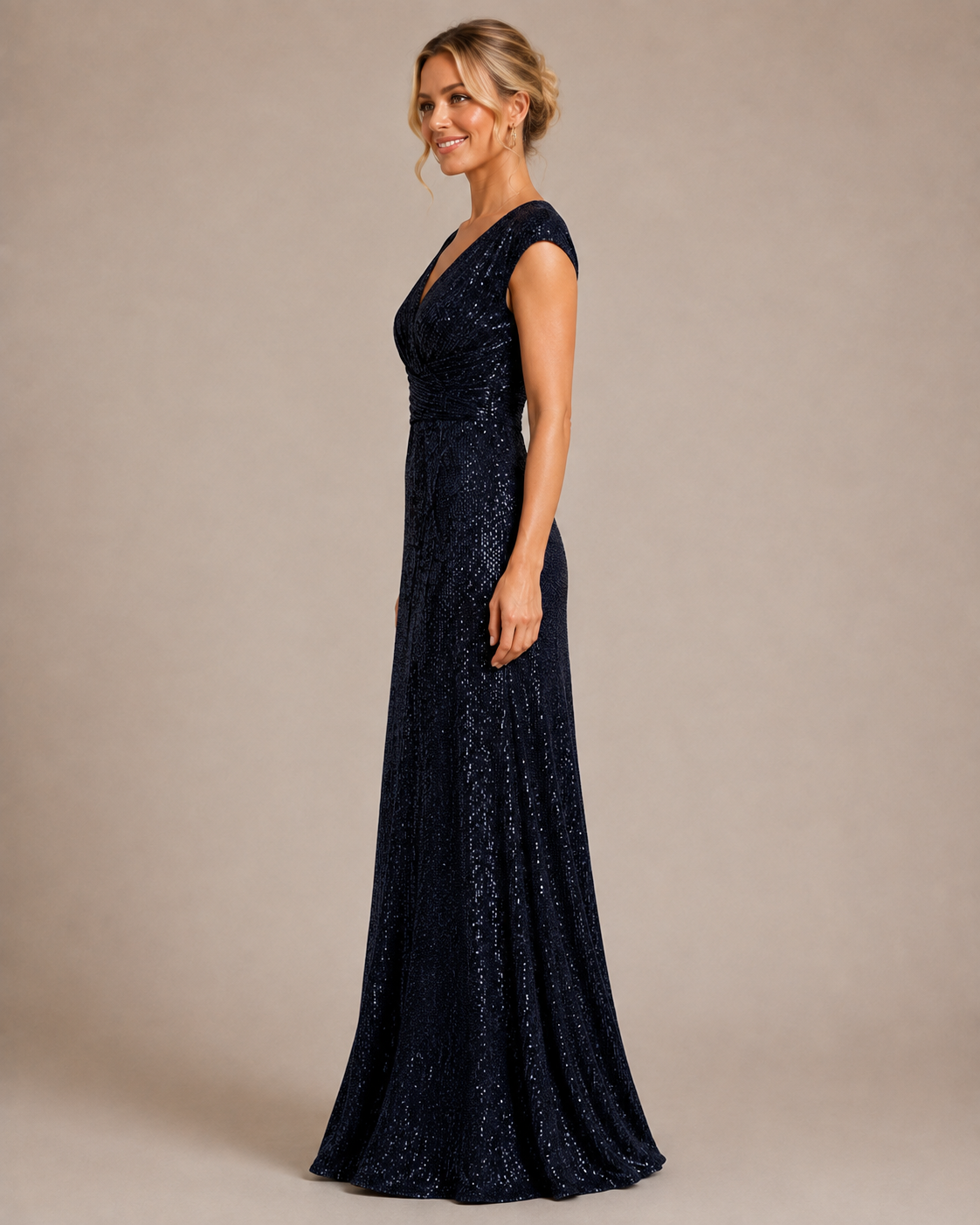 Isabella | Sequin V-Neck Maxi Wedding Guest Dress