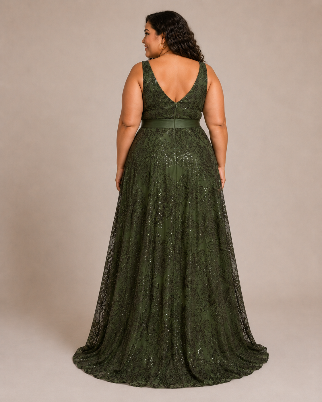 Arabella | Plus Size Sequin V-Neck Maxi Wedding Guest Dress