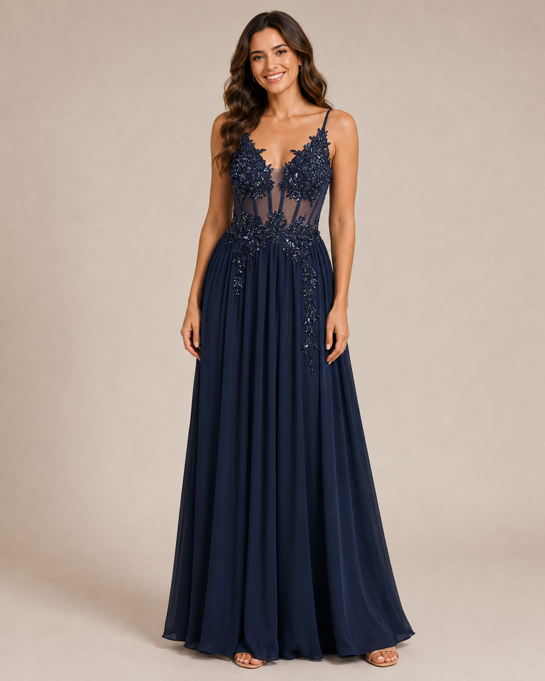 Valentina | Appliqué Corset Maxi Wedding Guest Dress