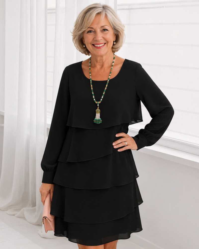 Elise | Layered Ruffle Long Sleeve Dress