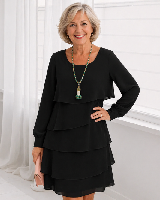 Elise | Layered Ruffle Long Sleeve Dress