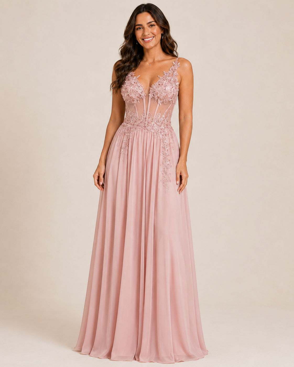 Valentina | Appliqué Corset Maxi Wedding Guest Dress
