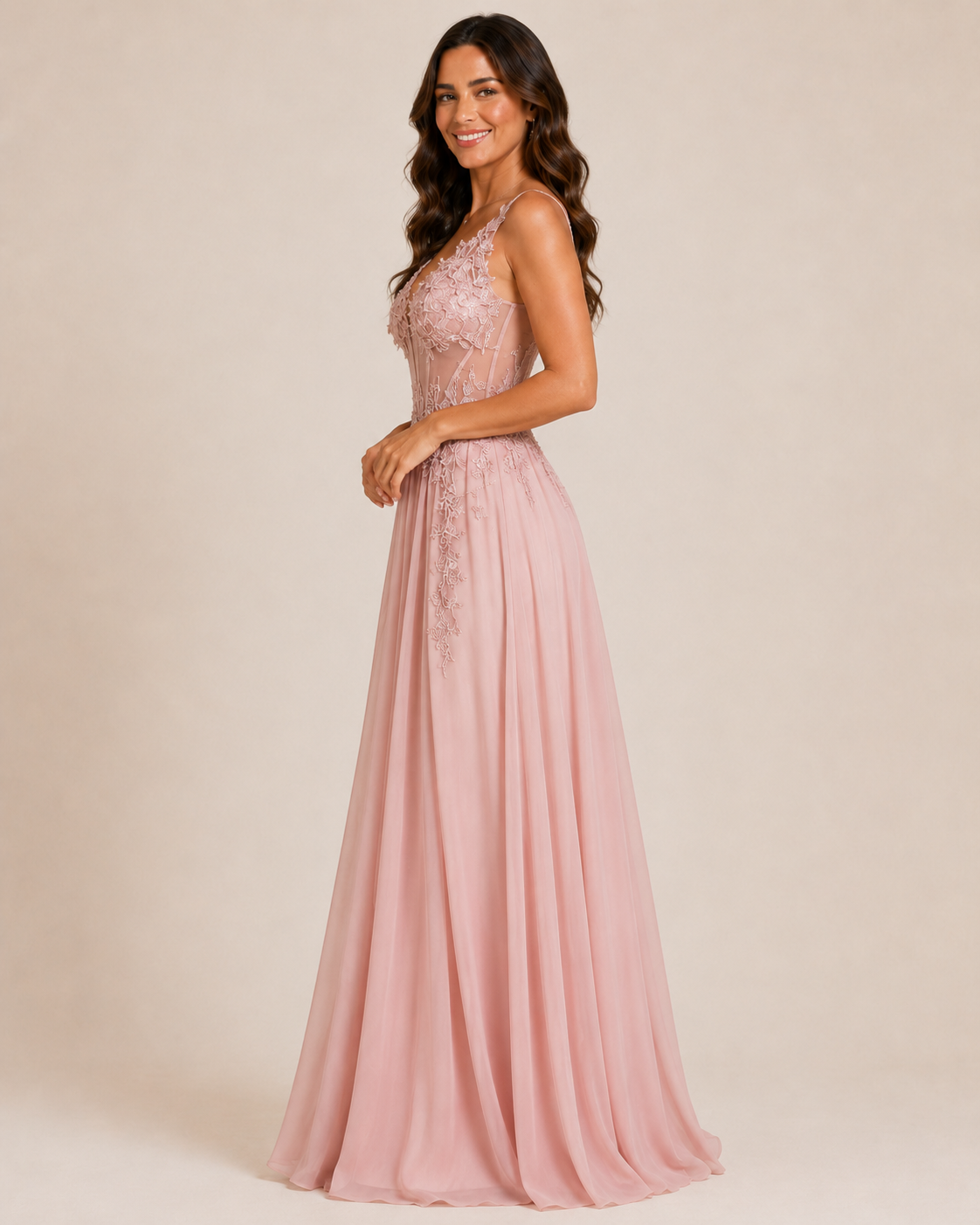 Valentina | Appliqué Corset Maxi Wedding Guest Dress