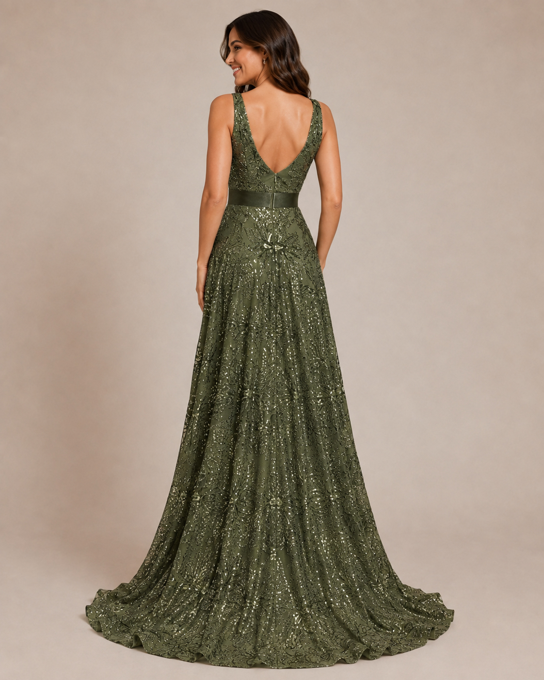 Serena | Floral Sequin V-Neck Maxi Wedding Guest Dress