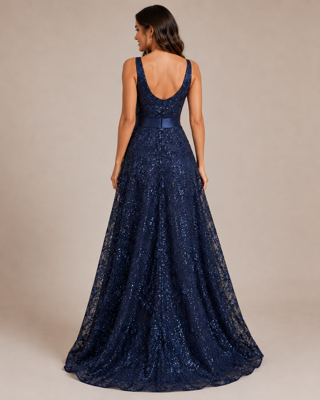 Serena | Floral Sequin V-Neck Maxi Wedding Guest Dress