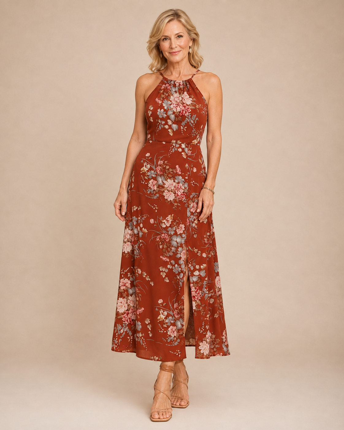 Elise | Floral Halter Maxi Dress