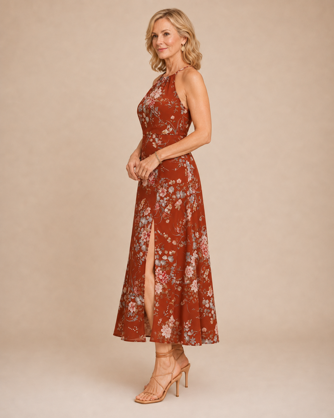 Elise | Floral Halter Maxi Dress