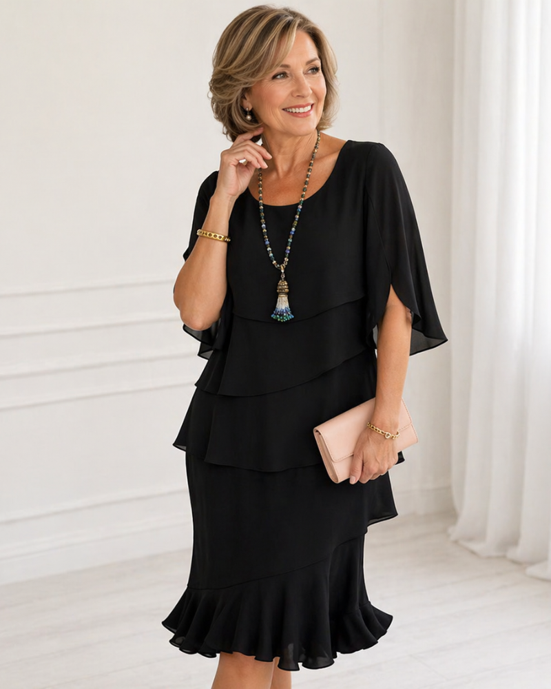Sophie | Flutter Sleeve Tiered Midi Dress