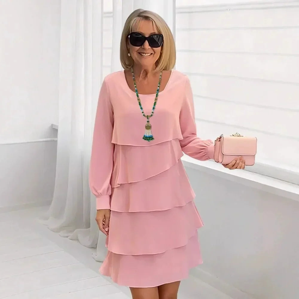 Elise | Layered Ruffle Long Sleeve Dress