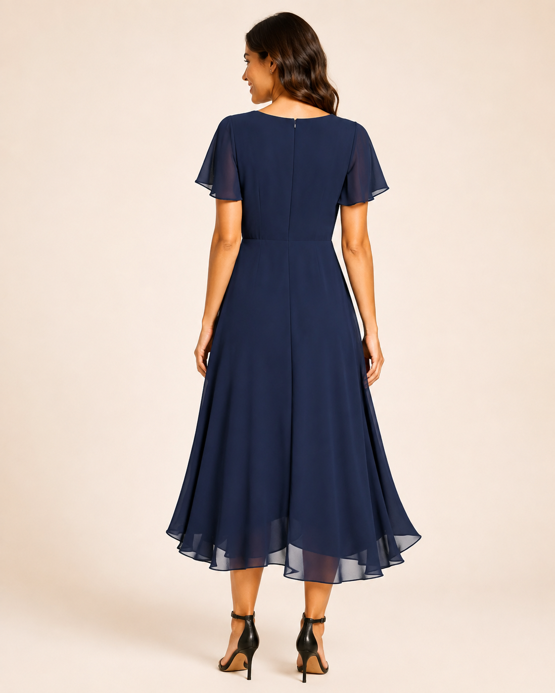 Amelia | Flutter Sleeve High-Low Wedding Dress