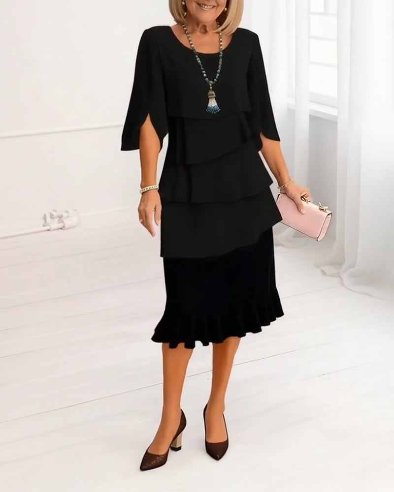 Sophie | Flutter Sleeve Tiered Midi Dress