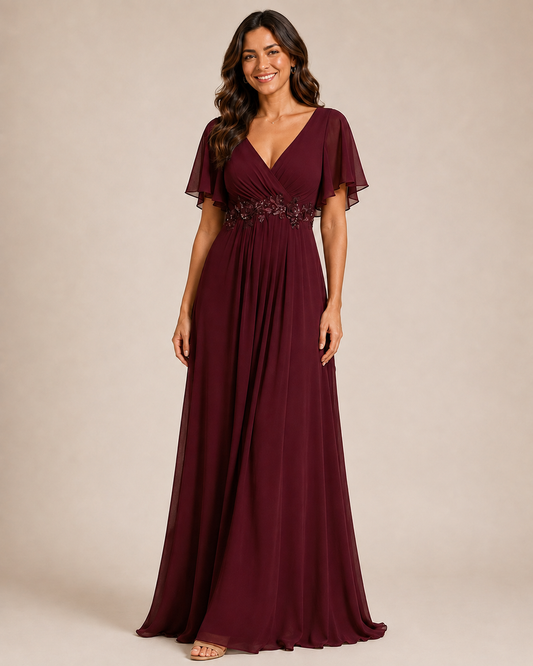 Sophia | Flutter Sleeve Maxi Wedding Guest Dress